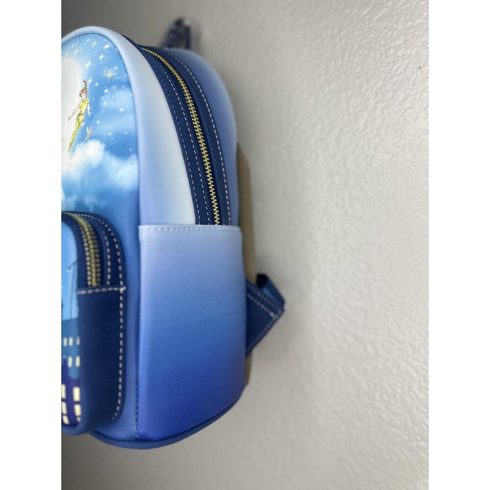 Loungefly Mini Backpack Bag Blue Peter Pan Tinker Bell Second Star Disney Glow - Picture 3 of 5